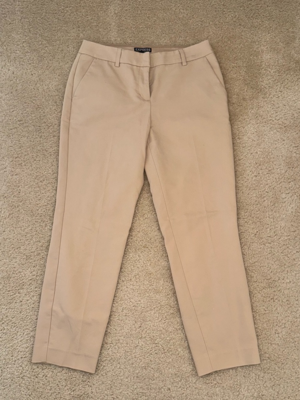 Express Women's Columnist Ankle Mid Rise  Dress Pants Light Tan Cream Size 2S